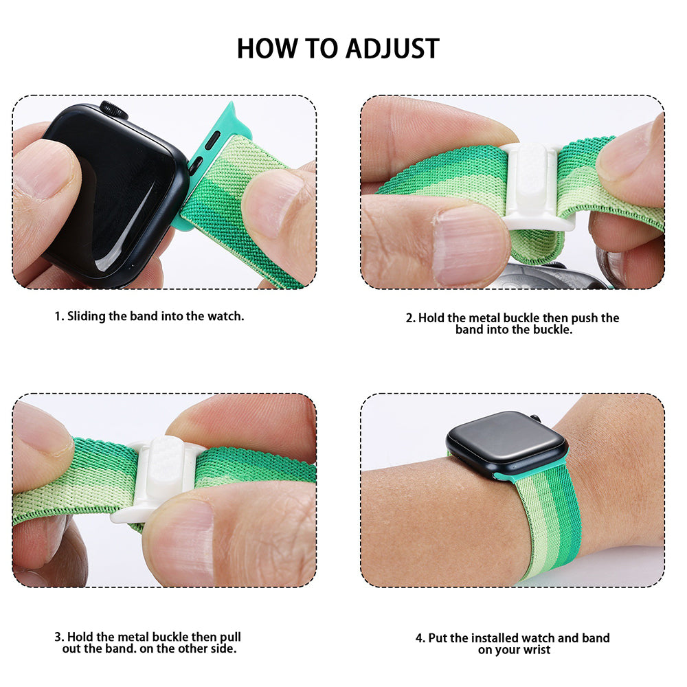 For Apple Watch Ultra 2 Ultra 49mm / Series 9 8 7 45mm / 6 5 4 SE (2022) SE (2023) SE 44mm / 3 2 1 42mm Nylon Watch Strap - Gradient Green For Apple Watch Ultra 2 Ultra 49mm / Series 9 8 7 45mm / 6 5 4 SE (2022) SE (2023) SE 44mm / 3 2 1 42mm Nylon Watch Strap - Gradient Green